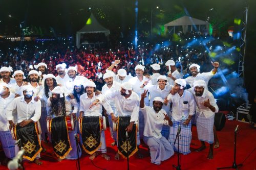 1438 Boduberu group performing during the New Year Show