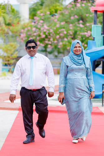 Councillors taking oath during the 5th term Fonadhoo Council ceremony and members appointed to the Women’s Development Committee