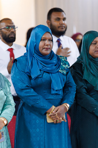 Councillors taking oath during the 5th term Fonadhoo Council ceremony and members appointed to the Women’s Development Committee